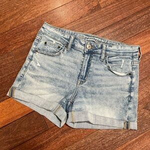 American Eagle Next Level Light Wash Midi Shorts